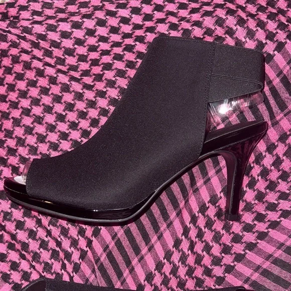 Life Stride Velocity Memory Foam Black Women's Heels Size 9.5 Peep Toe Booties - Picture 3 of 15